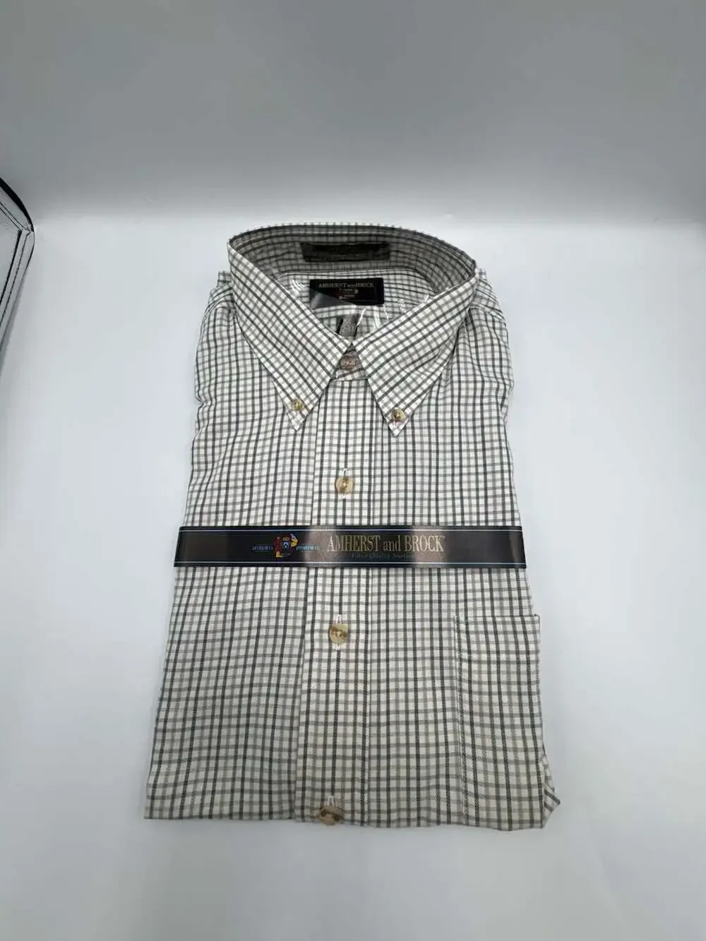 Amherst and Brock Mens Long Sleeve Button Down Dress Shirt Plaid Size 15.5 32-33